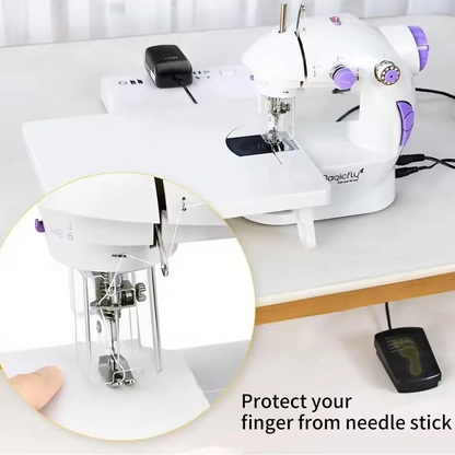 Máquina de coser portátil con luz LED y pedal para principiantes