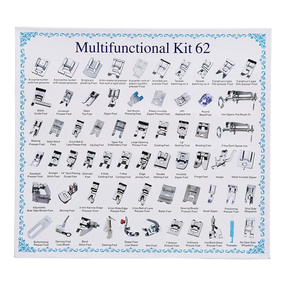 Kit de prensatelas para máquinas de coser Brother, Singer, Overlock y accesorios para costura.