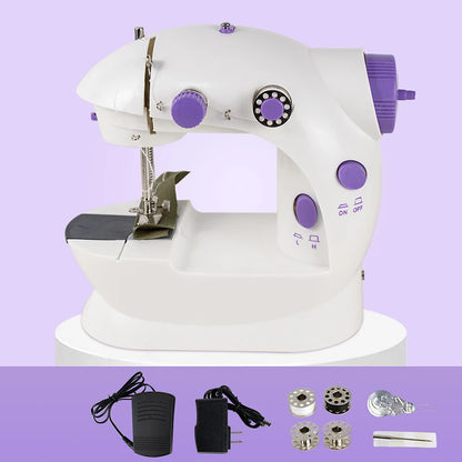 Máquina de coser portátil con luz LED y pedal para principiantes