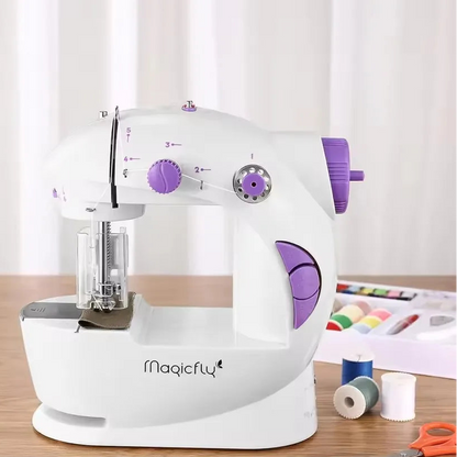 Máquina de coser portátil con luz LED y pedal para principiantes