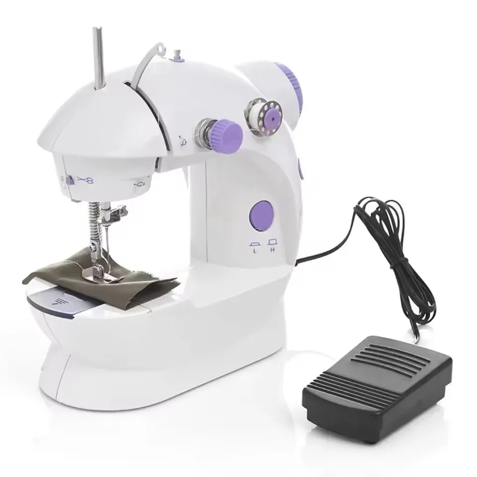 Máquina de coser portátil con luz LED y pedal para principiantes